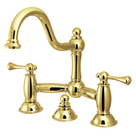 Kingston Brass KS3912BL Restoration Bathroom Bridge Faucet, Polished Brass KS3912BL